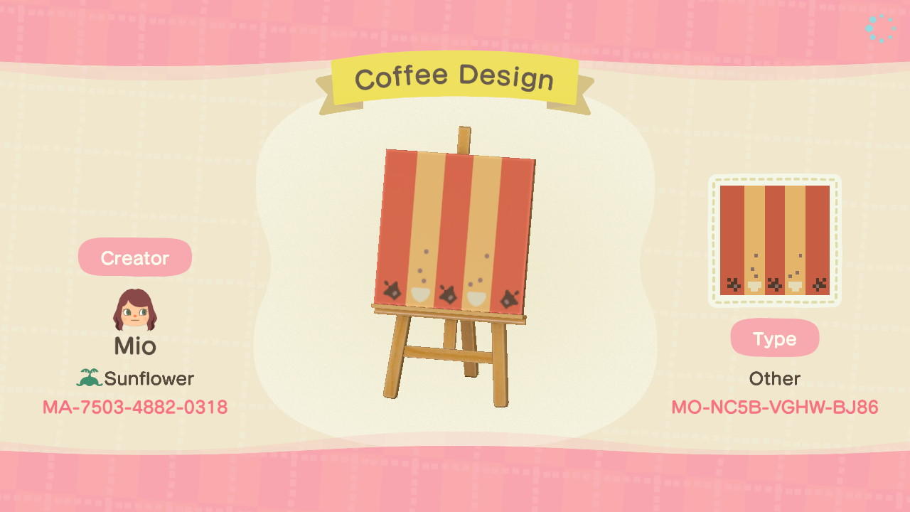 Animal Crossing Design Code: MO-NC5B-VGHW-BJ86 Coffee Design Stall