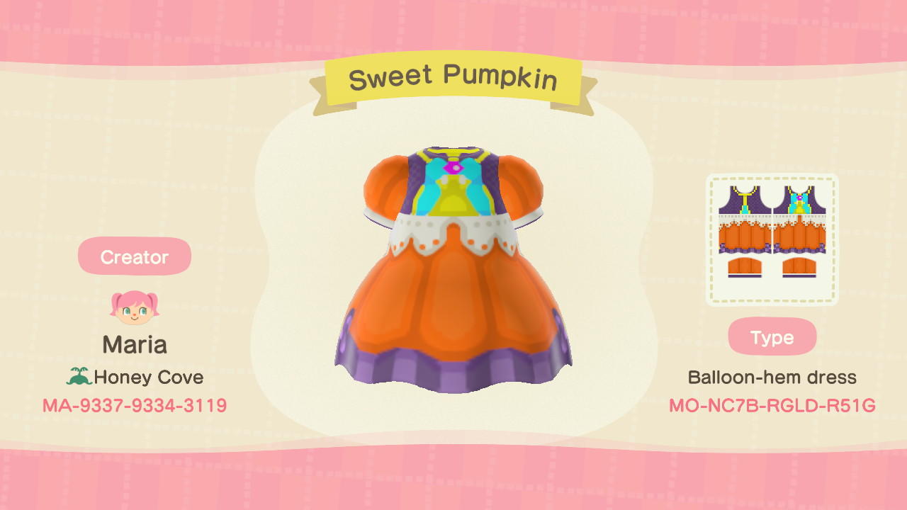 Animal Crossing Design Code: MO-NC7B-RGLD-R51G Sweet Pumpkin