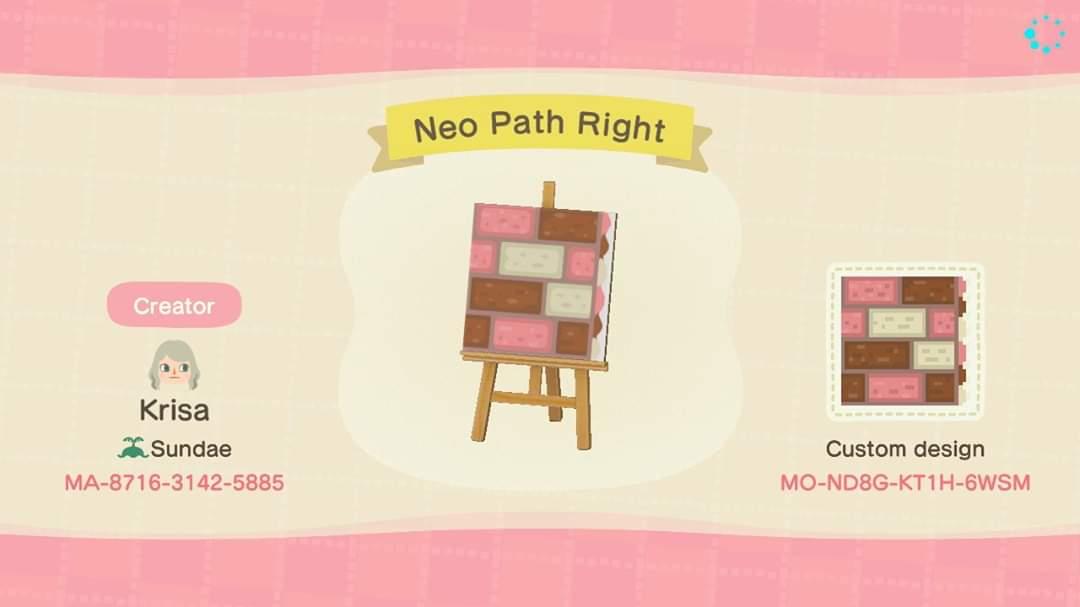 Animal Crossing Design Code: MO-ND8G-KT1H-6WSM Neo Path Right