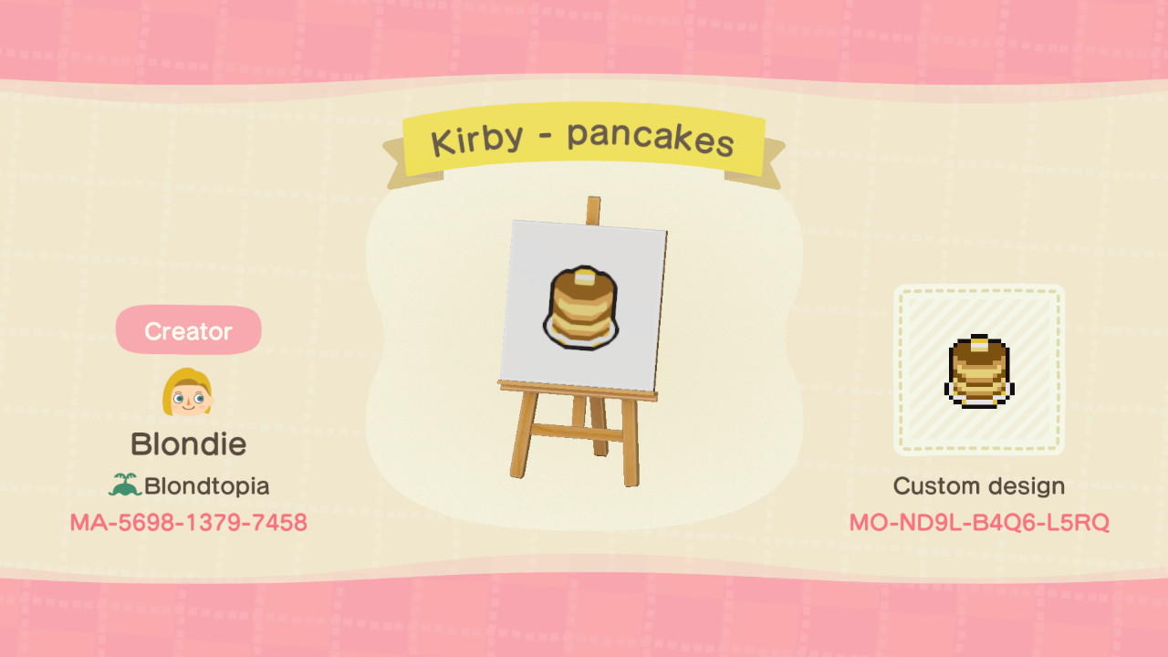 Animal Crossing Design Code: MO-ND9L-B4Q6-L5RQ Kirby - Pancakes