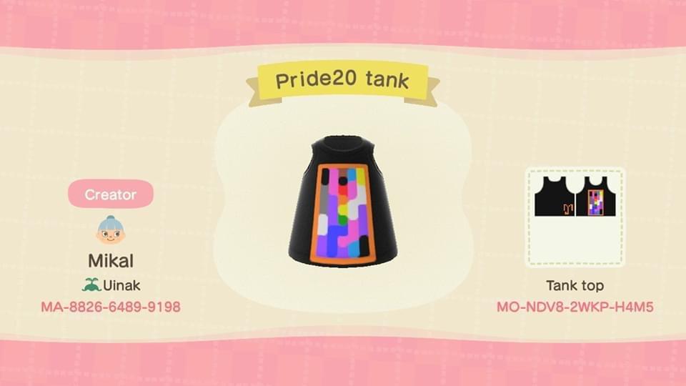 Animal Crossing Design Code: MO-NDV8-2WKP-H4M5 Pride 20 Tank