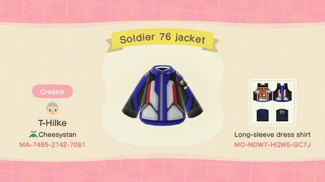 Animal Crossing Design Code: MO-NDW7-HQW5-GC7J Soldier 76 jacket