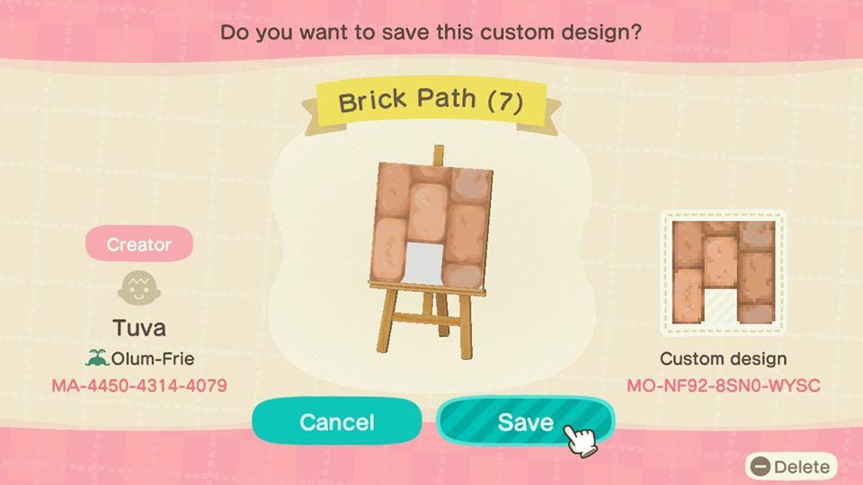 Animal Crossing Design Code: MO-NF92-8SN0-WYSC Brick Path (7)