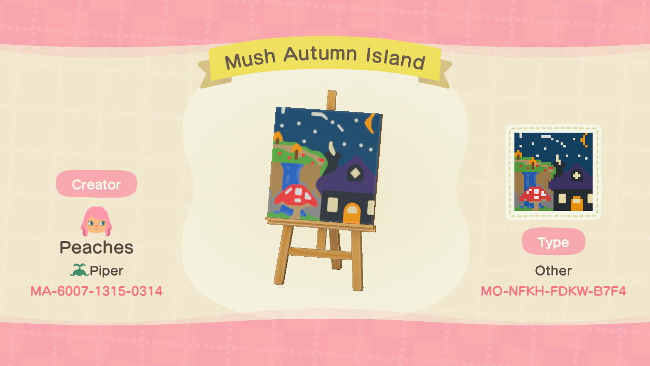Animal Crossing Design Code: MO-NFKH-FDKW-B7F4 Mush Autumn Island