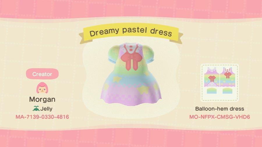 Animal Crossing Design Code: MO-NFPX-CMSG-VHD6 Dreamy pastel dress