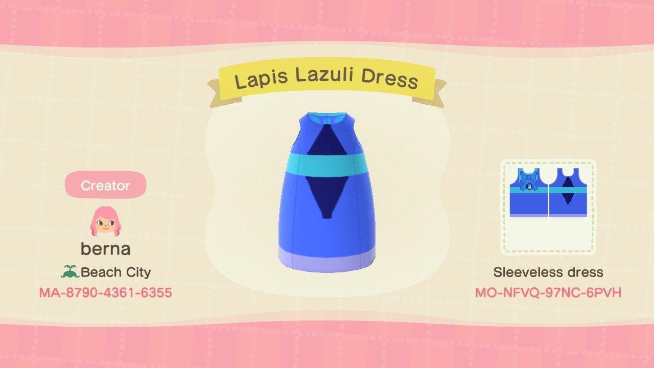 Animal Crossing Design Code: MO-NFVQ-97NC-6PVH Lapis Lazuli Dress