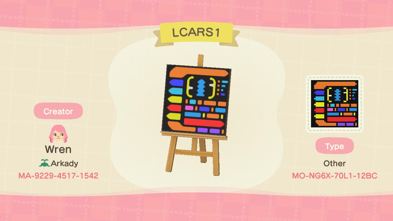 Animal Crossing Design Code: MO-NG6X-70L1-12BC Star Trek LCARS1