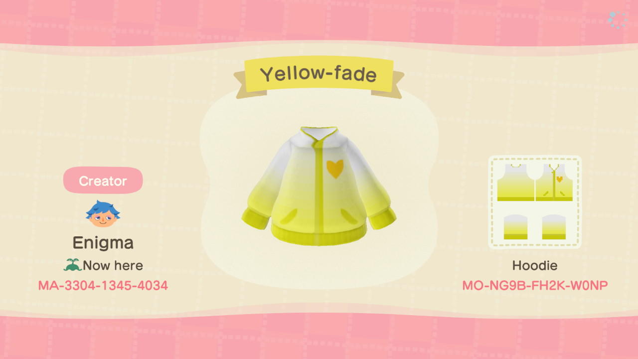 Animal Crossing Design Code: MO-NG9B-FH2K-W0NP Yellow-fade