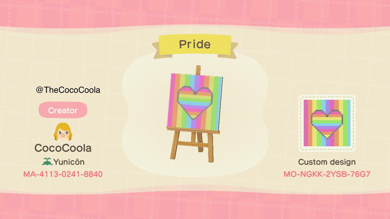 Animal Crossing Design Code: MO-NGKK-2YSB-76G7 Pride Heart