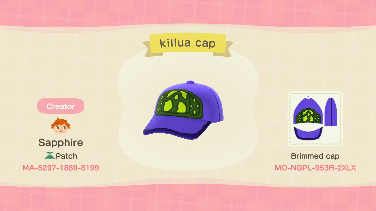 Animal Crossing Design Code: MO-NGPL-953R-2XLX killua cap