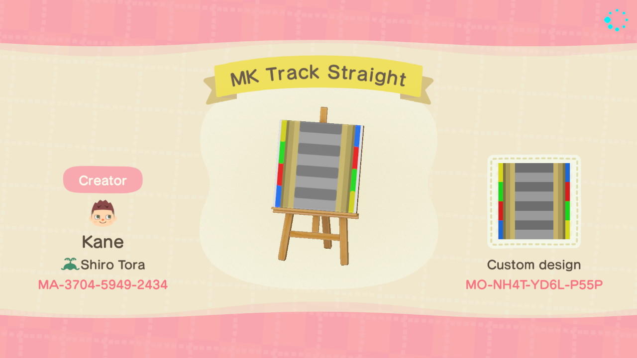 Animal Crossing Design Code: MO-NH4T-YD6L-P55P MK Track Straight