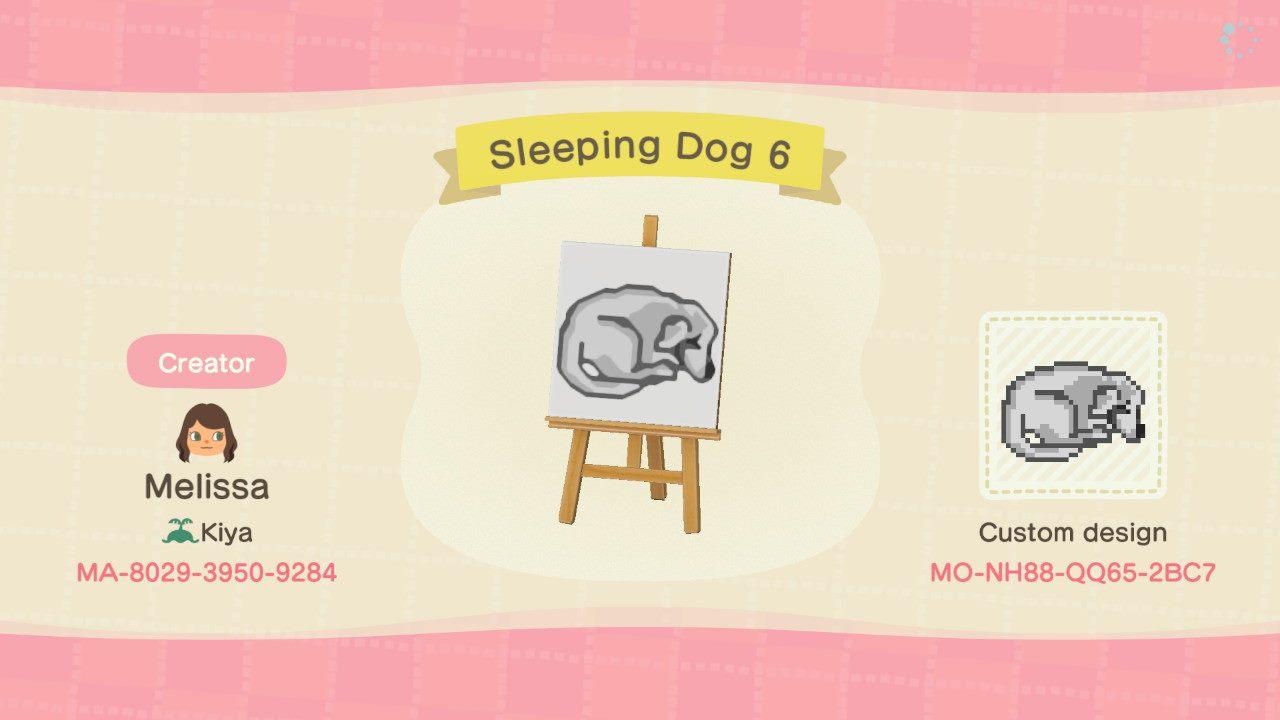Animal Crossing Design Code: MO-NH88-QQ65-2BC7 Sleeping Dog 6