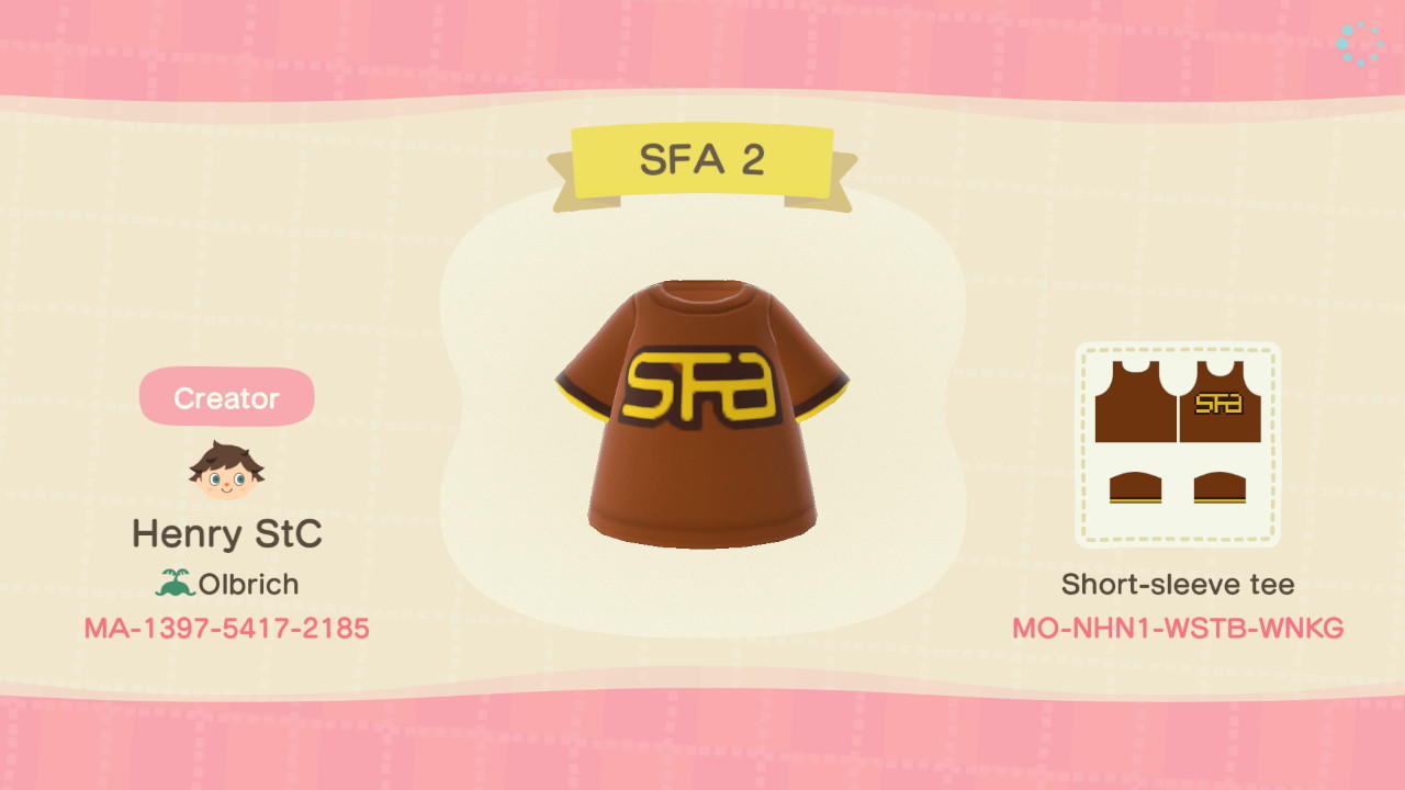 Animal Crossing Design Code: MO-NHN1-WSTB-WNKG SFA 2