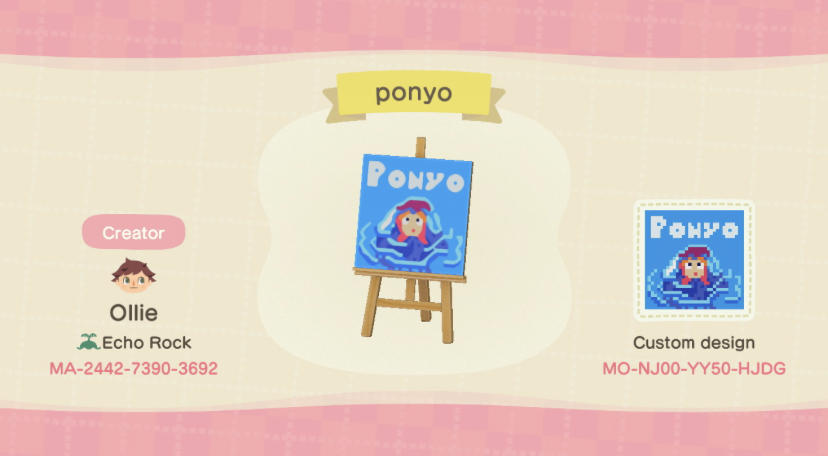 Animal Crossing Design Code: MO-NJ00-YY50-HJDG Ponyo Poster
