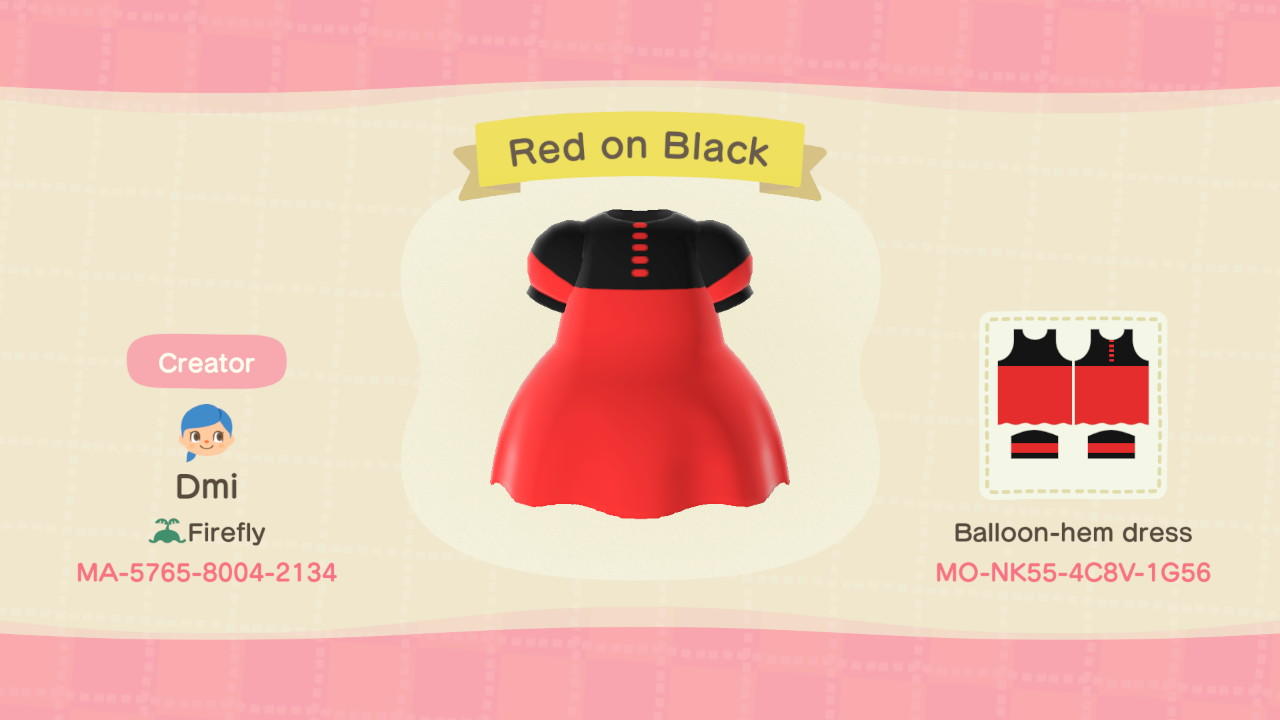Animal Crossing Design Code: MO-NK55-4C8V-1G56 Red on Black