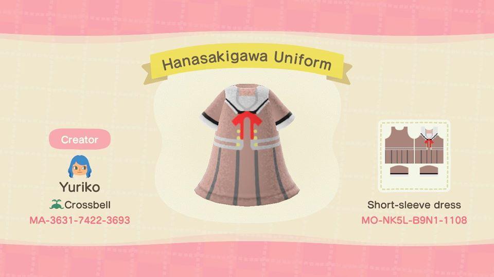 Animal Crossing Design Code: MO-NK5L-B9NL-1108 Hanasakigawa Uniform