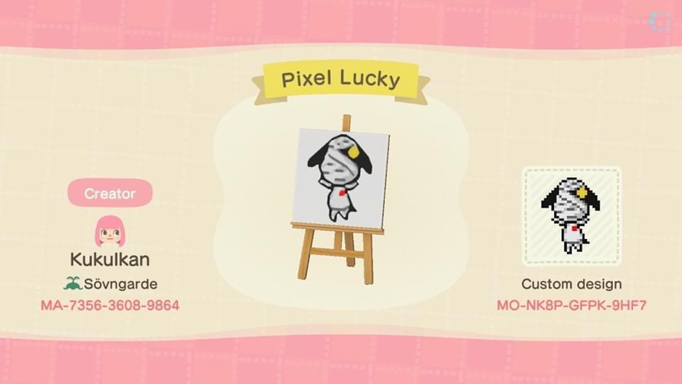 Animal Crossing Design Code: MO-NK8P-GFPK-9HF7 Pixel Lucky