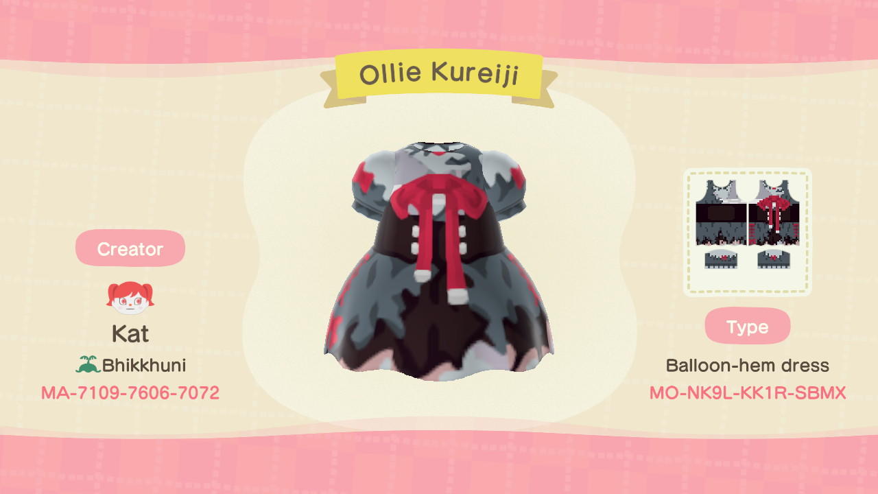 Animal Crossing Design Code: MO-NK9L-KK1R-SBMX Ollie Kureiji