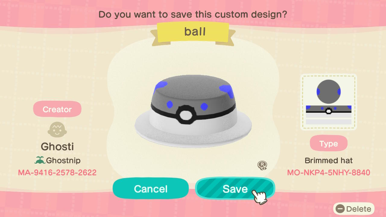 Animal Crossing Design Code: MO-NKP4-5NHY-8840 Ball