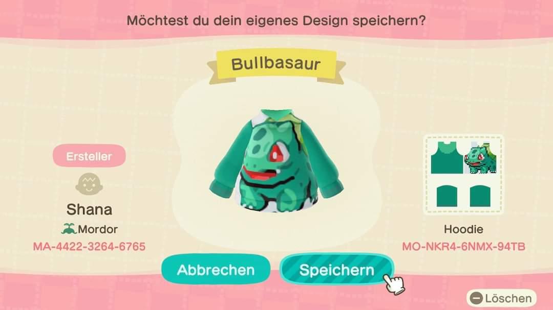 Animal Crossing Design Code: MO-NKR4-6NMX-94TB Bullbasaur