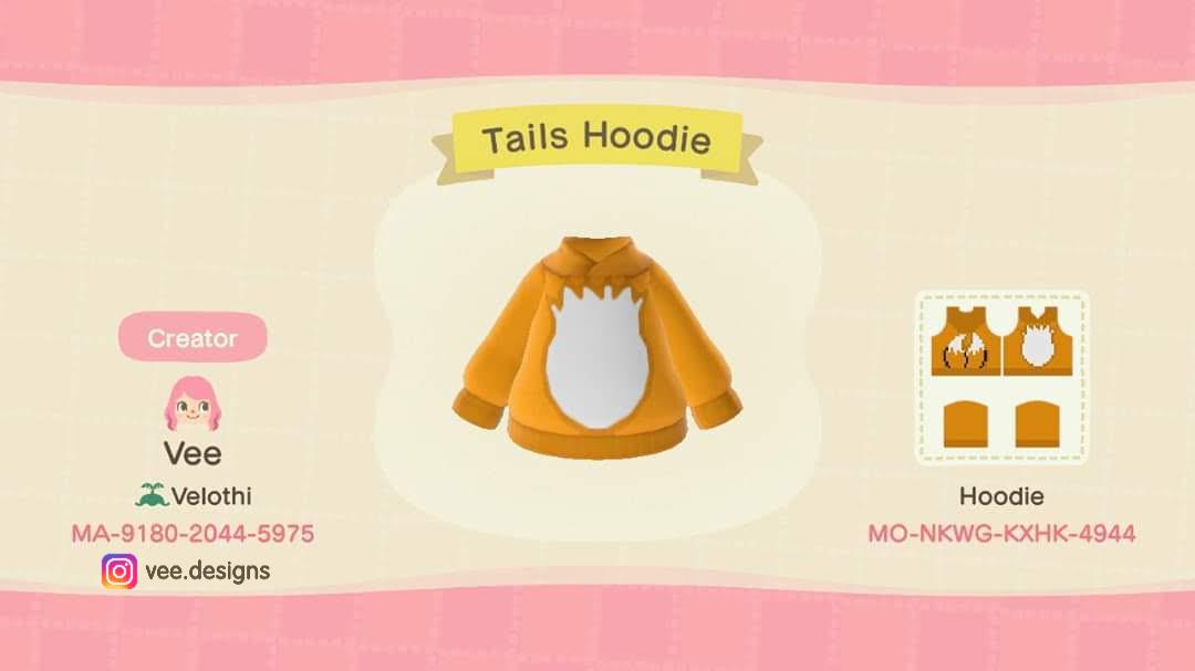 Animal Crossing Design Code: MO-NKWG-KXHK-4944 Tails Hoodie