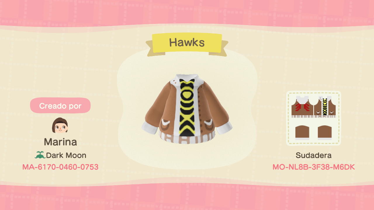 Animal Crossing Design Code: MO-NL8B-3F38-M6DK Hawks BNHA