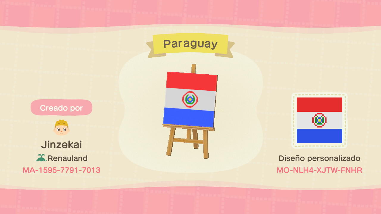 Animal Crossing Design Code: MO-NLH4-XJTW-FNHR Paraguay