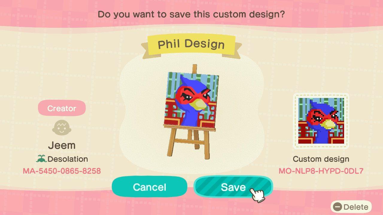 Animal Crossing Design Code: MO-NLP8-HYPD-0DL7 Phil Design