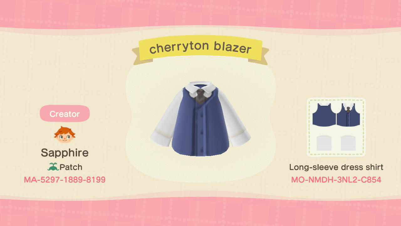 Animal Crossing Design Code: MO-NMDH-3NL2-C854 cherryton blazer