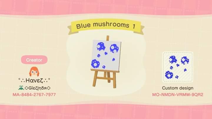 Animal Crossing Design Code: MO-NMDN-VRMW-9QR2 Blue mushrooms 1