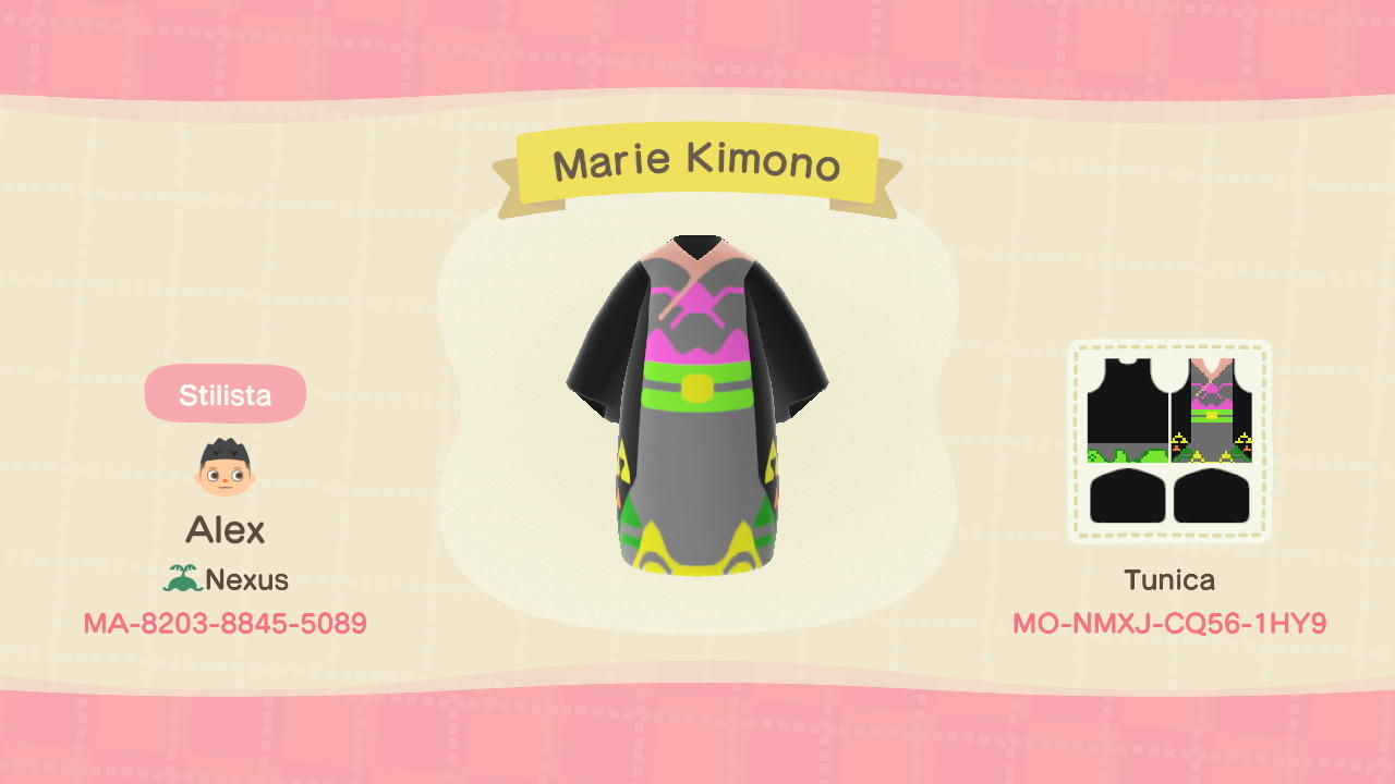 Animal Crossing Design Code: MO-NMXJ-CQ56-1HY9 Marie's Kimono