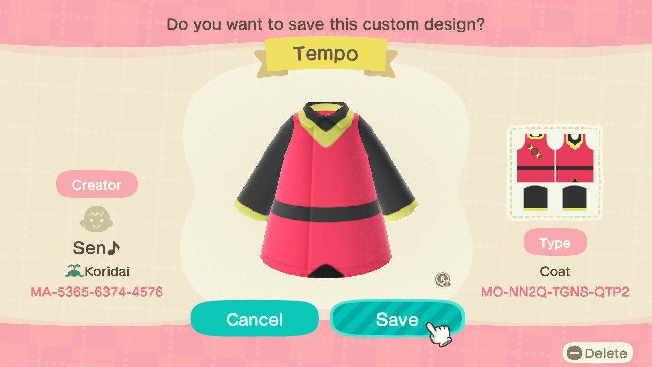 Animal Crossing Design Code: MO-NN2Q-TGNS-QTP2 Tempo