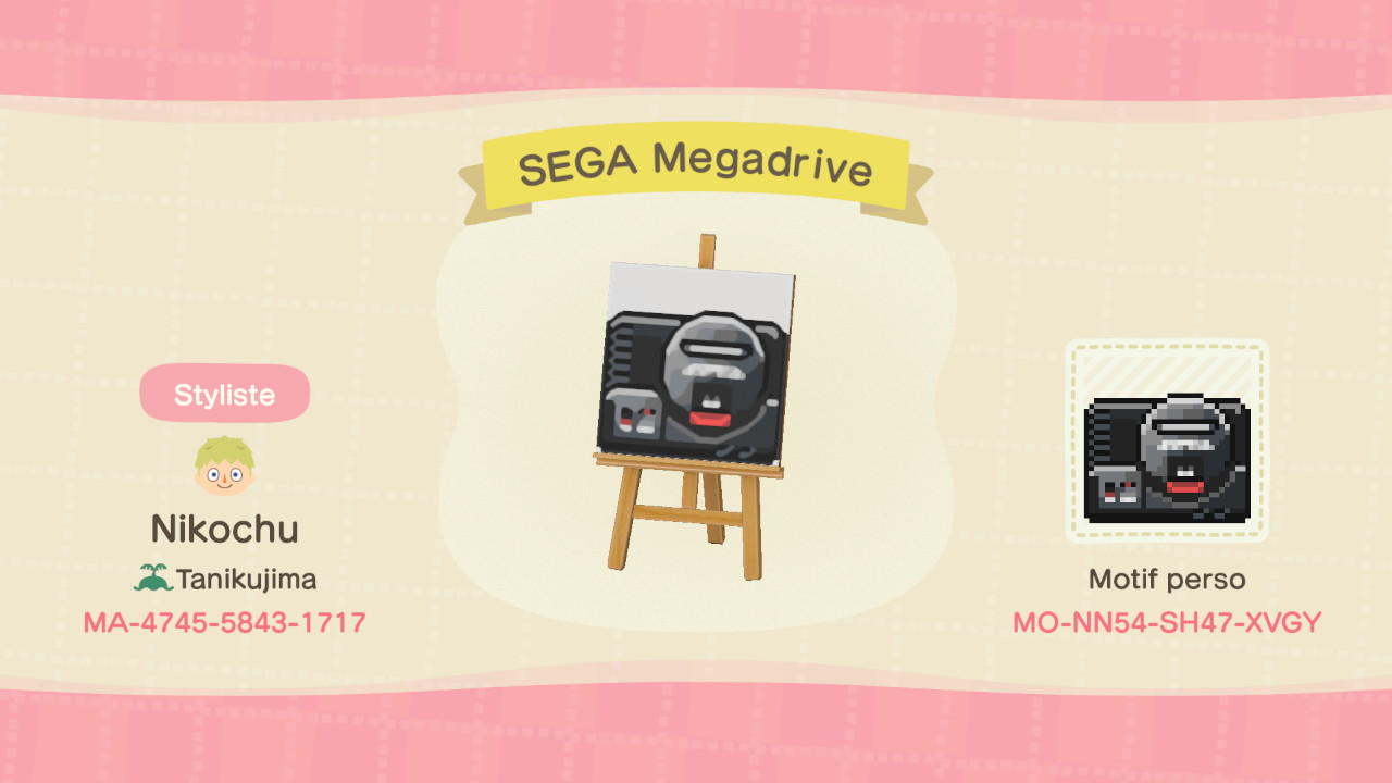 Animal Crossing Design Code: MO-NN54-SH47-XVGY SEGA Megadrive / Gen