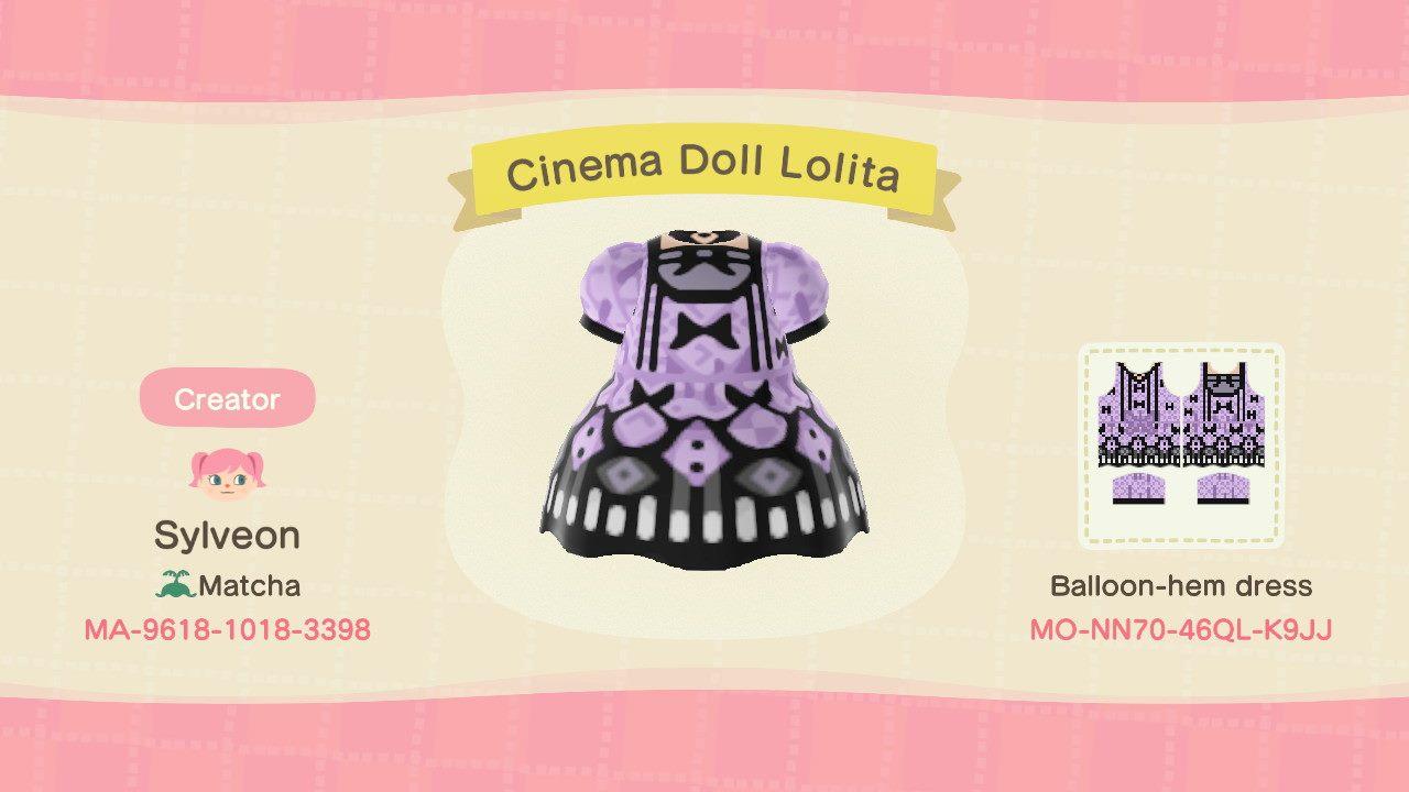 Animal Crossing Design Code: MO-NN70-46QL-K9JJ Cinema Doll Lolita