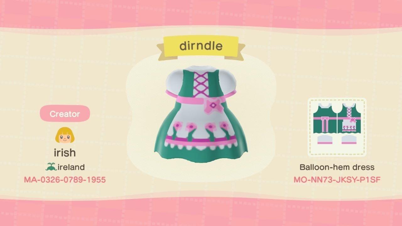 Animal Crossing Design Code: MO-NN73-JKSY-P1SF Flower dirndl