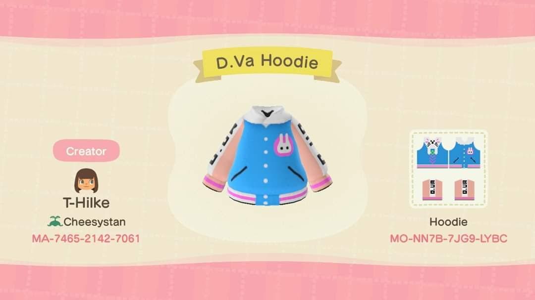 Animal Crossing Design Code: MO-NN7B-7JG9-LYBC D.Va Hoodie