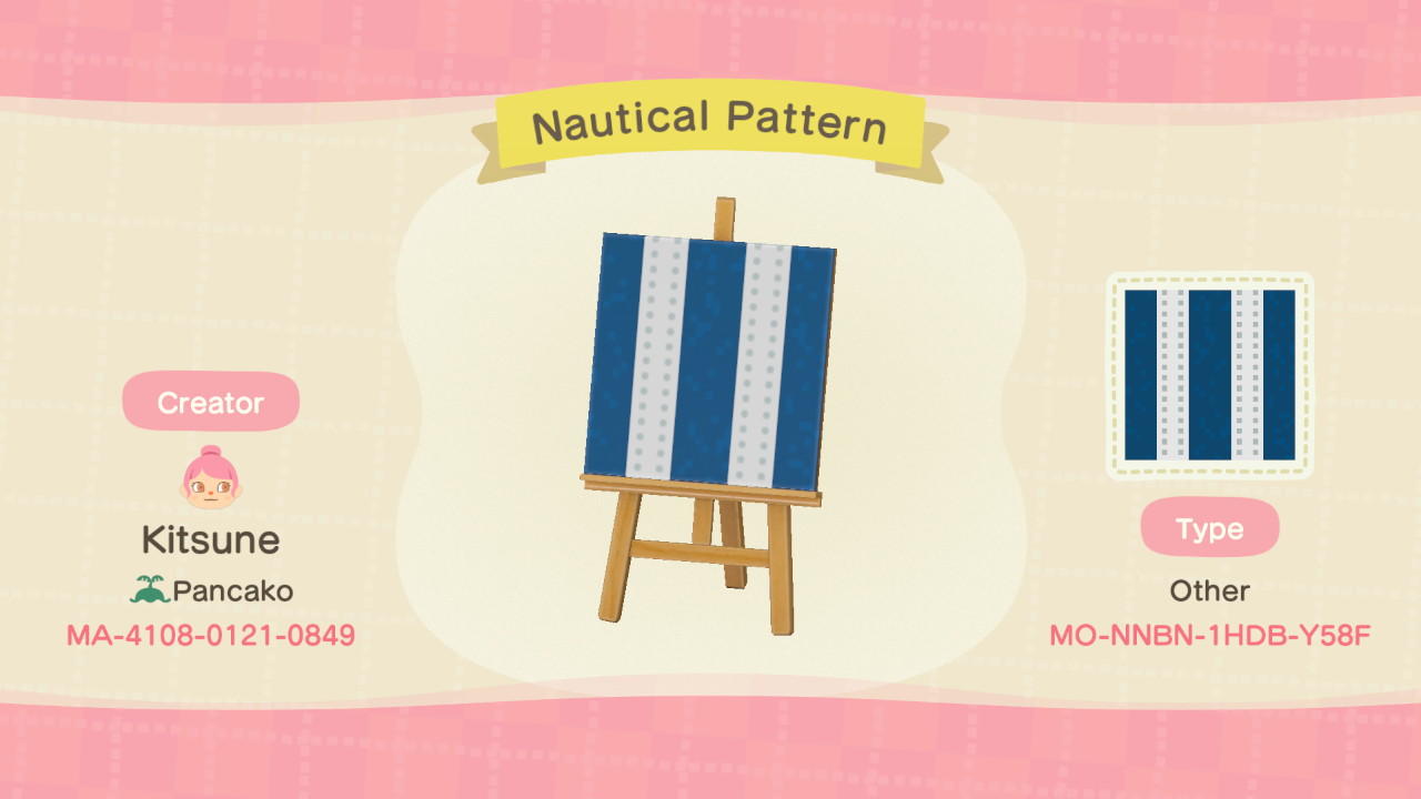 Animal Crossing Design Code: MO-NNBN-1HDB-Y58F Nautical Pattern