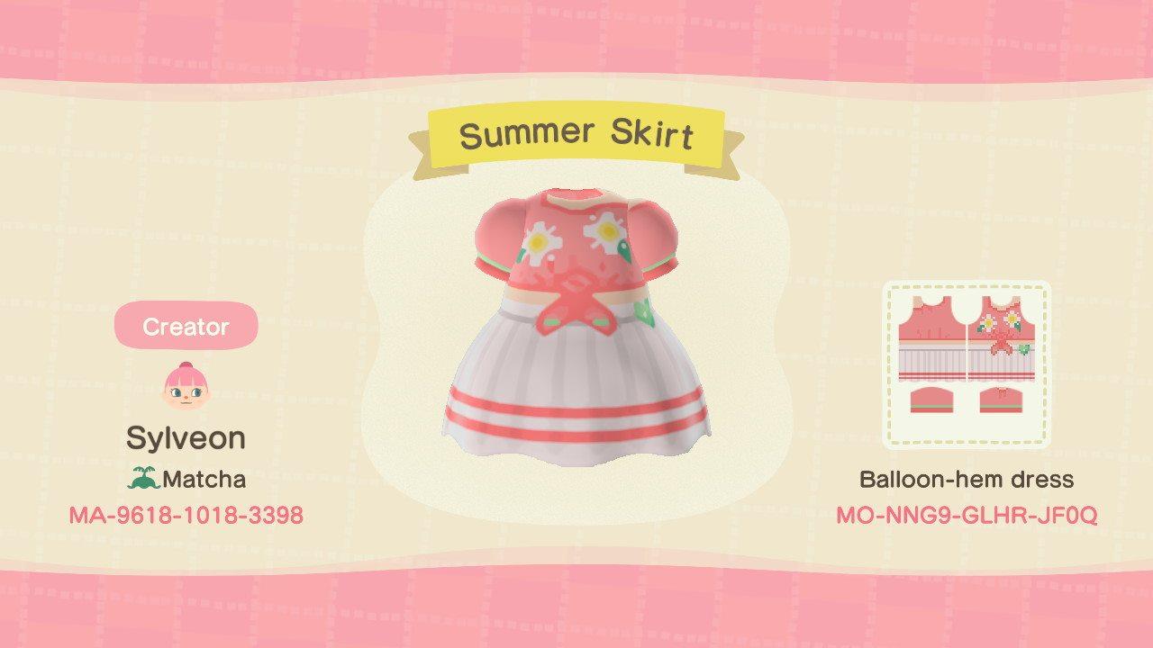 Animal Crossing Design Code: MO-NNG9-GLHR-JF0Q Summer Skirt