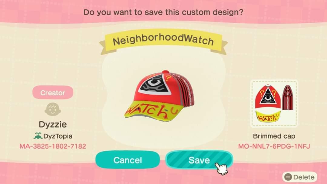 Animal Crossing Design Code: MO-NNL7-6PDG-1NFJ Neighborhood Watch