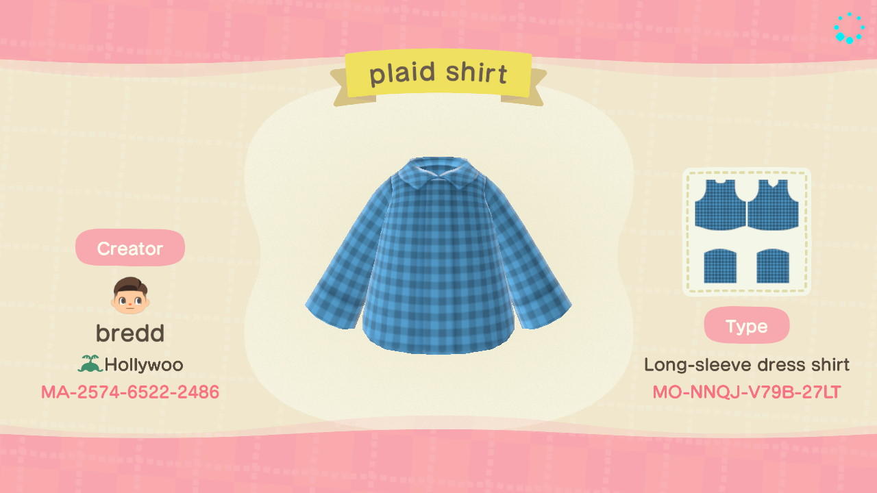 Animal Crossing Design Code: MO-NNQJ-V79B-27LT plaid shirt