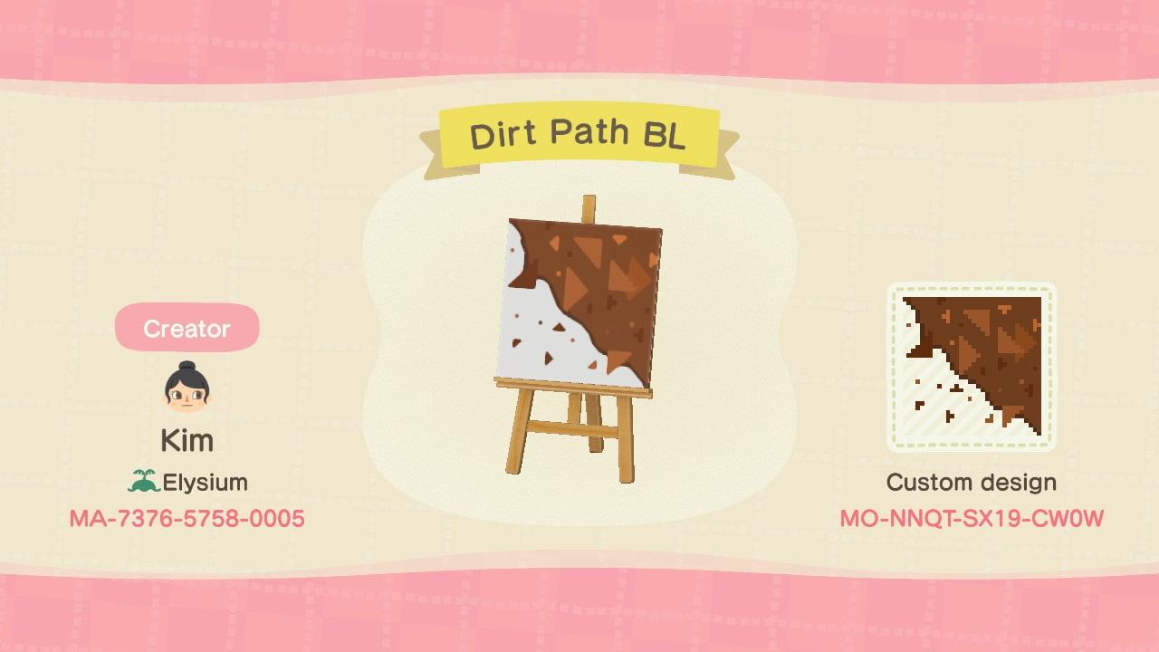 Animal Crossing Design Code: MO-NNQT-SX19-CW0W Dirt Path BL