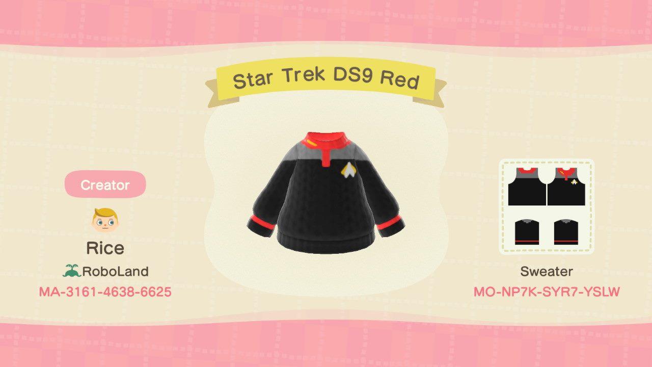 Animal Crossing Design Code: MO-NP7K-SYR7-YSLW Star Trek DS9 Red