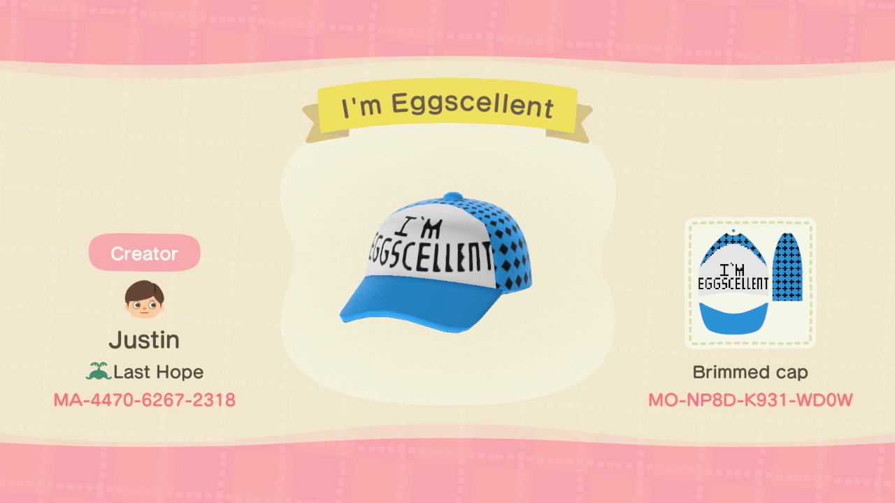 Animal Crossing Design Code: MO-NP8D-K931-WDOW I&#39;m Eggscellent