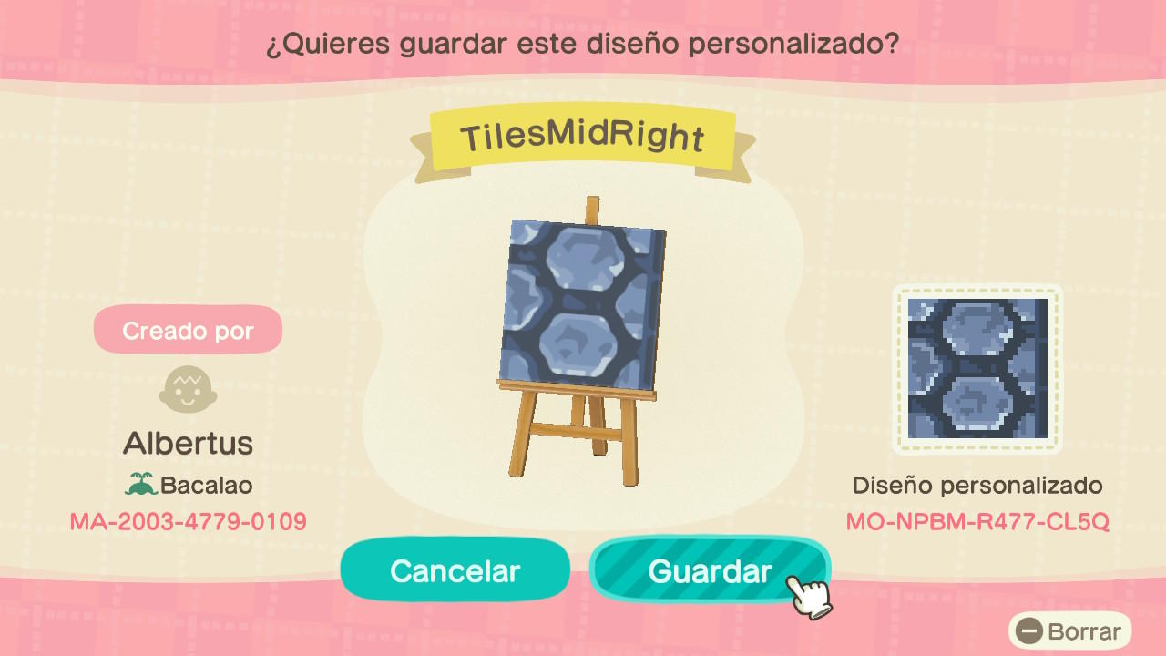 Animal Crossing Design Code: MO-NPBM-R477-CL5Q Hexagon Tile MR