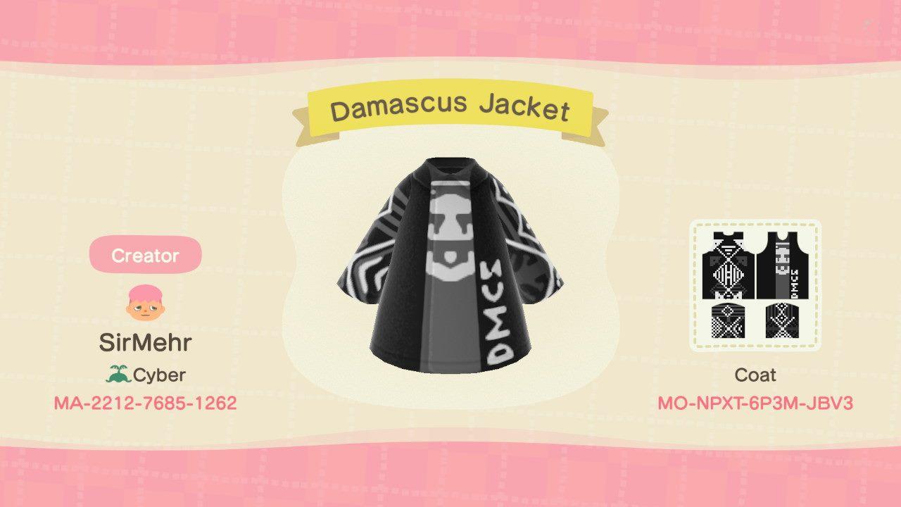 Animal Crossing Design Code: MO-NPXT-6P3M-JBV3 Damascus Jacket