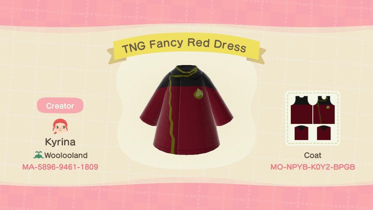 Animal Crossing Design Code: MO-NPYB-K0Y2-BPGB TNG Fancy Red Dress