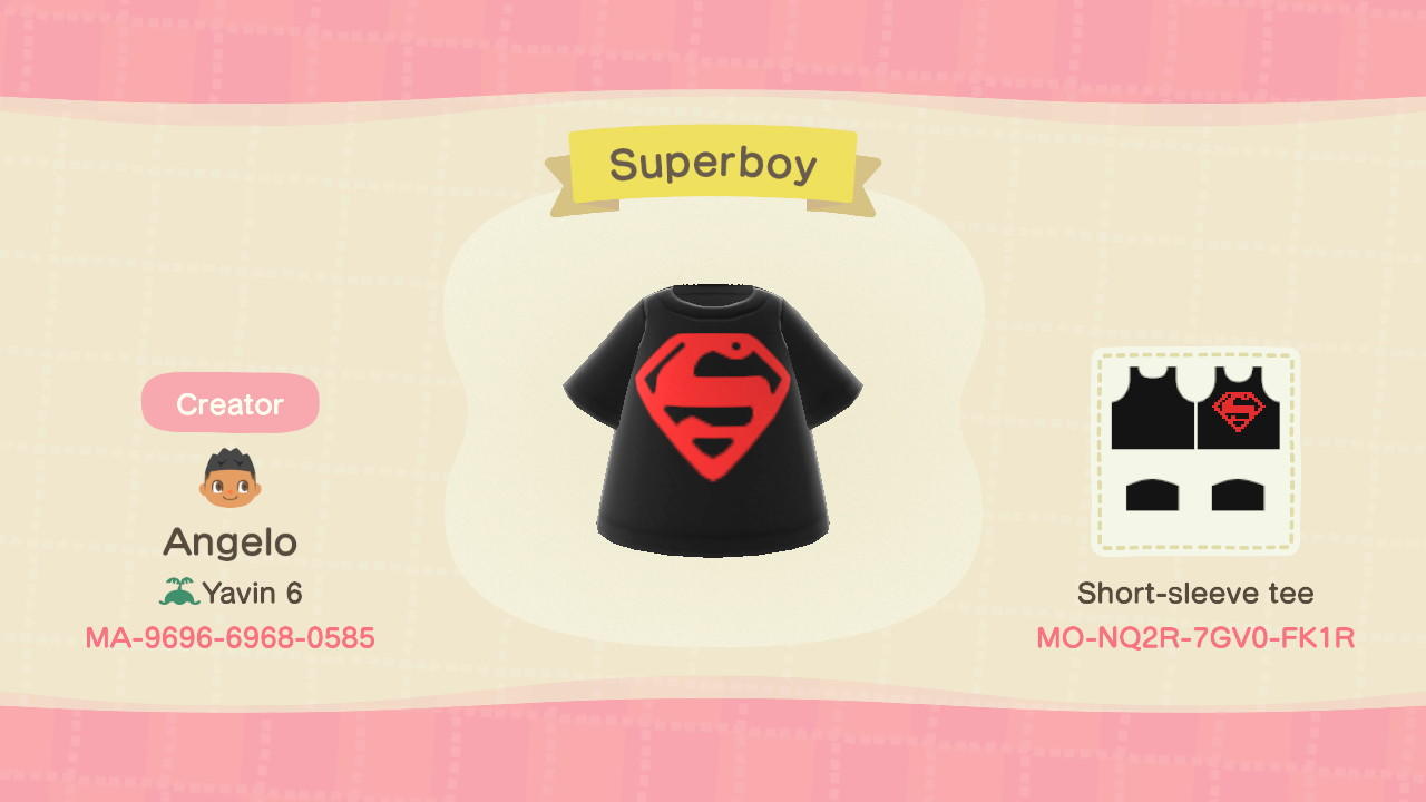 Animal Crossing Design Code: MO-NQ2R-7GV0-FK1R Superboy