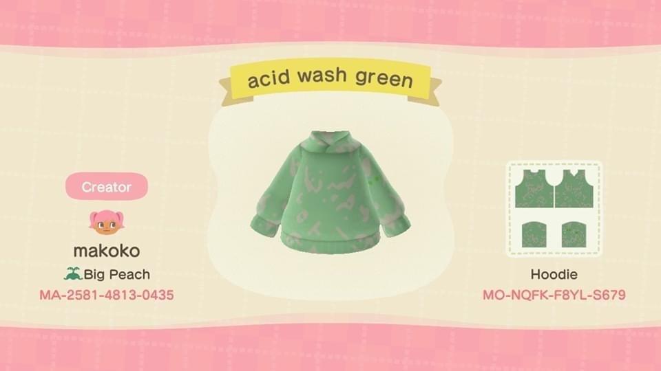 Animal Crossing Design Code: MO-NQFK-F8YL-S679 Acid Wash Green