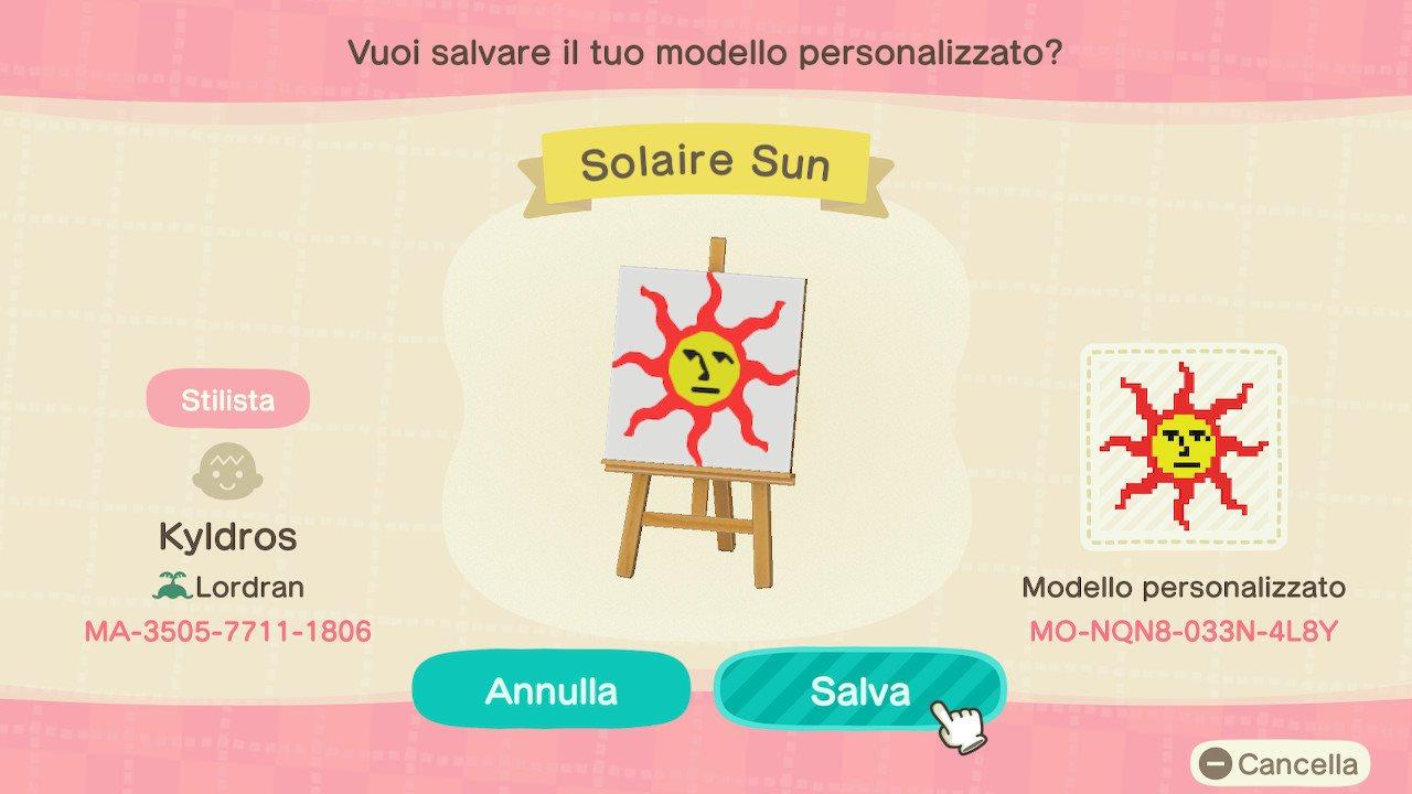 Animal Crossing Design Code: MO-NQN8-033N-4L8Y Solaire Sun