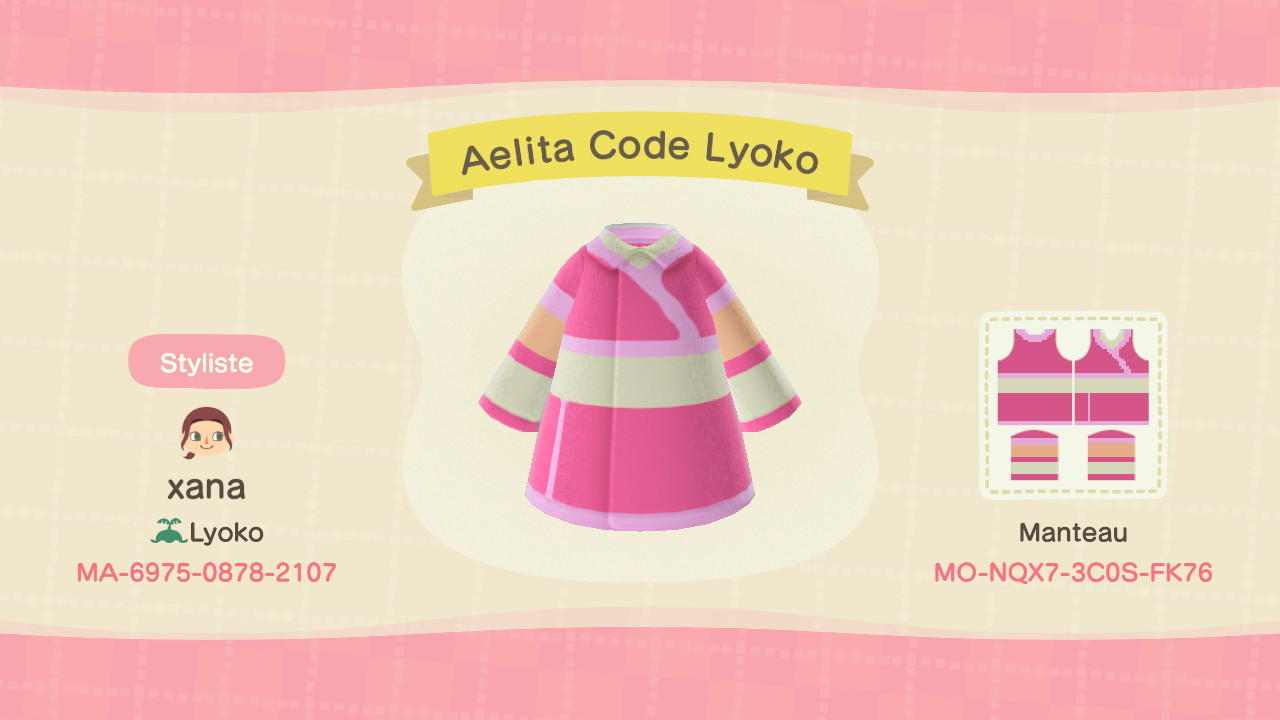 Animal Crossing Design Code: MO-NQX7-3C0S-FK76 Aelita Code Lyoko